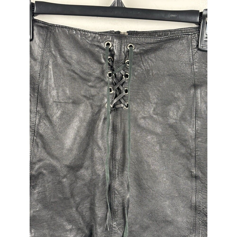 Vintage Wilsons Leather Maxima Draw String & Zipper Mini Skirt | Size 10 | Edgy - Picture 3 of 7